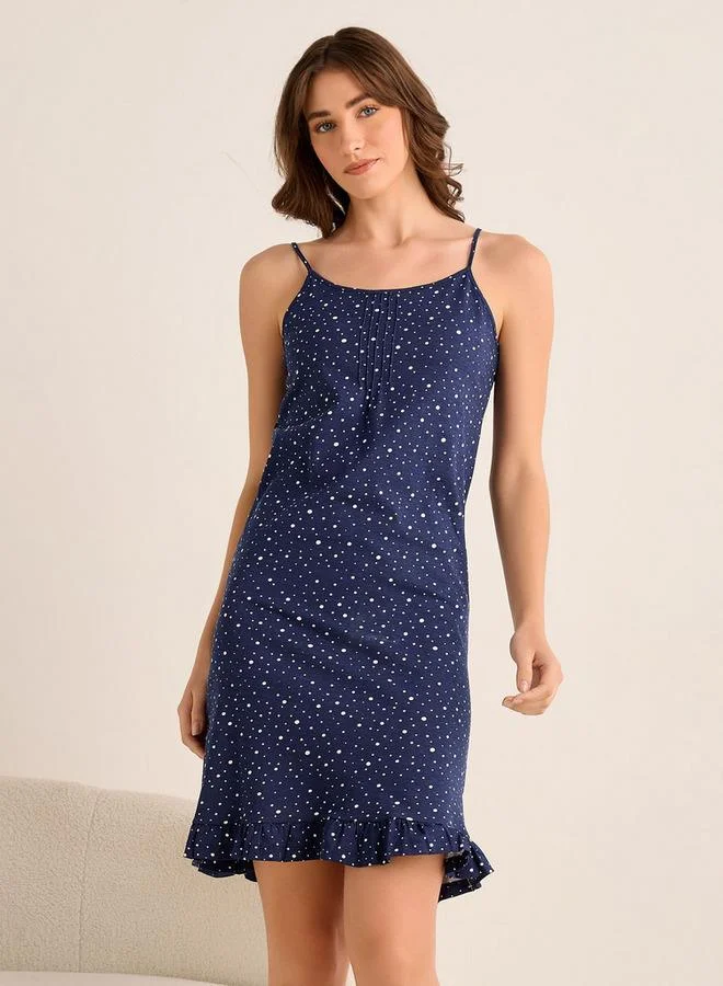 سبلاش فيڤ Set of 2 - Midi Slip Dress Strappy Ruffled Hem Cotton